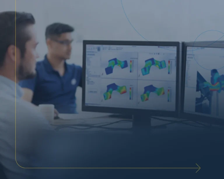 engenheiros criando simulações no solidworks premium